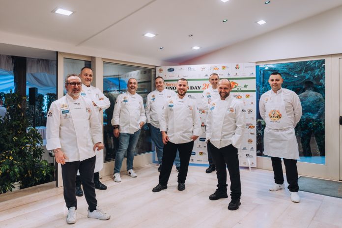 da sx Scarallo - Affinita - Guarino- Aversa - Parlato - De Simone - Stanzione e Iannucci per il SorrentoGnocchiDay 2021